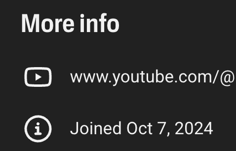 Informations de création de la chaîne : « Joined Oct 7, 2024 »