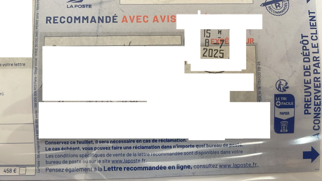 Preuve de dépôt — cachet de la poste (fait foi)